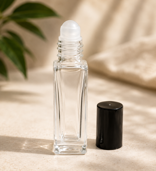 1/4 Oz Square Glass Roll-On Bottle