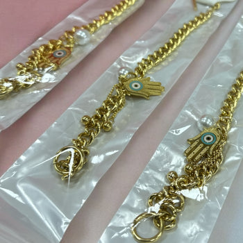 Gold Evil Eye Charm Bracelet